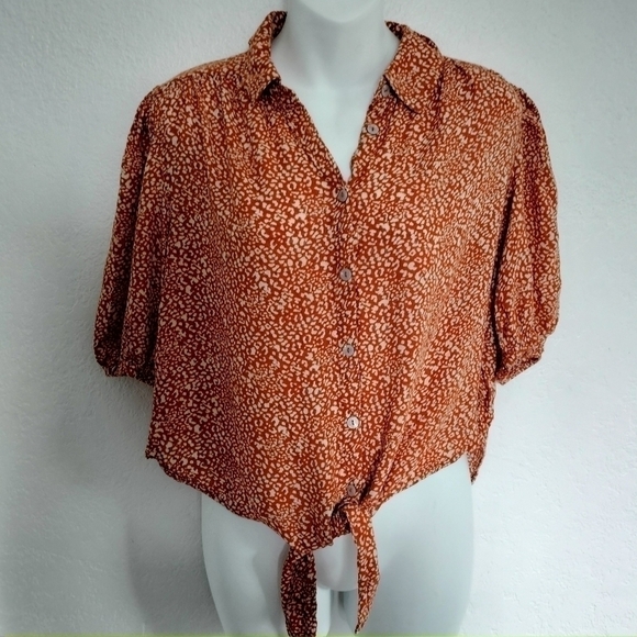 Free People Rust Combo Celia Blouse size S - Picture 7 of 12